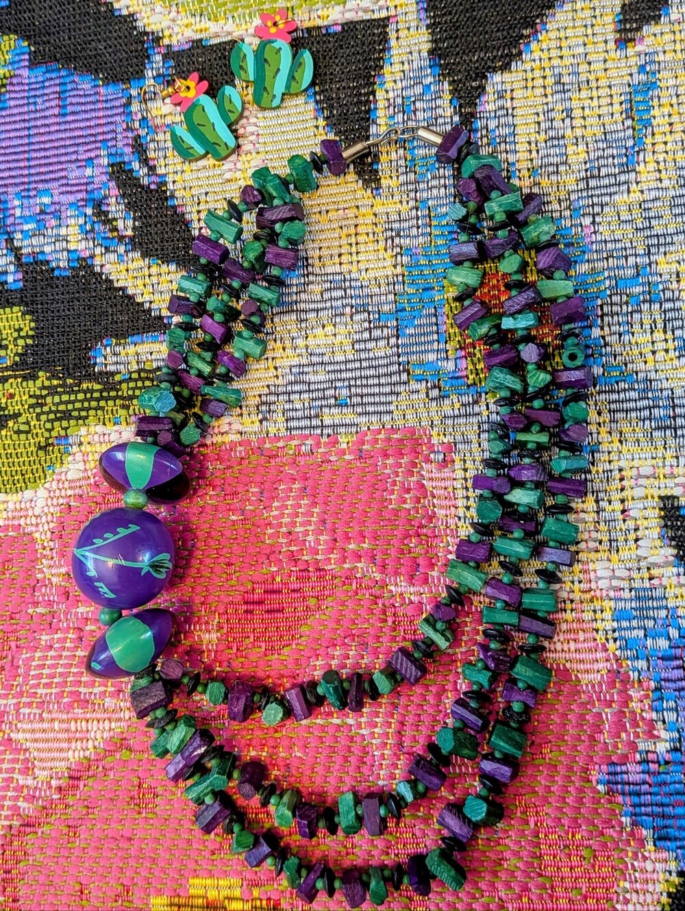 Vintage 80s 90s Chunky Wooden Statement Necklace